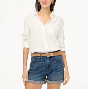 J.Crew Classic Denim Short WMNS 30 Dark Pacific Blue Wash Stretch Rolled Raw Hem